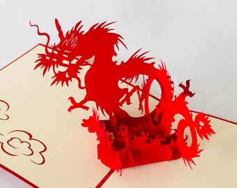 Dragon, folding card / 3D card / pop-up