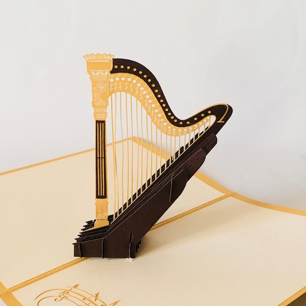 Harp Gold, folding card / 3D card / pop-up