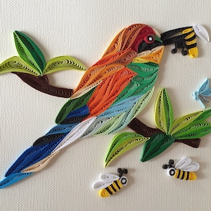 Bee-eater, European bee-eater, Meropidae quilling card