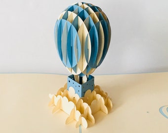 Hot air balloon, 3D card, folding card, pop up, greeting card, congratulations card, Father's Day gift