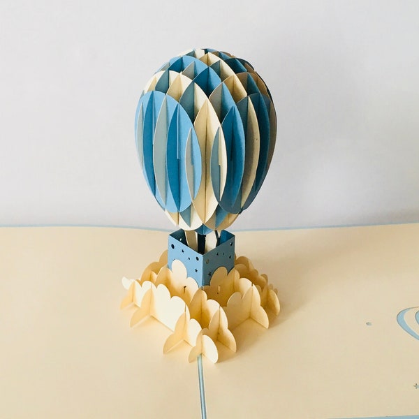 Heißluftballon, 3D-Karte, Klappkarte, Pop Up, Grusskarte, Glückwunschkarte, Vatertag-Geschenk