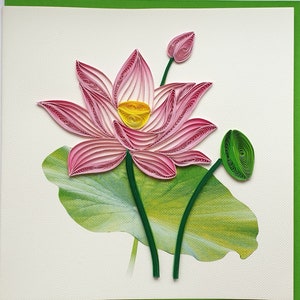 Fiore di loto rosa, carta quilling, rosa loto