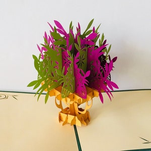 Flower bouquet purple-green, 3D card / pop-up