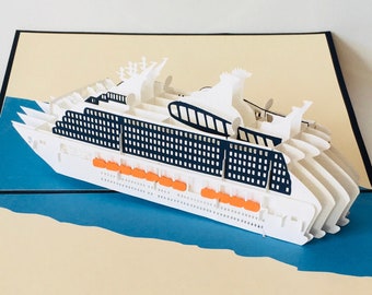 Pop-up cruise ship, pop up travel voucher, birthday card, cruise ship decoration, pop up cruise ship card, 3D pop up cruise ship