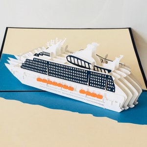 Pop-up Kreuzfahrtschiff, Pop up Reisegutschein, Geburtstagskarte, Deko Kreuzfahrtschiff, Pop up Cruise Ship Card, 3D Pop up Kreuzfahrtschiff Bild 1