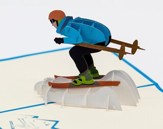 Biglietto Pop-Up 3D Invernale Sci E Snowboard – Fatto A Mano 15x20 Cm – Perfetto Per Regali In Denaro