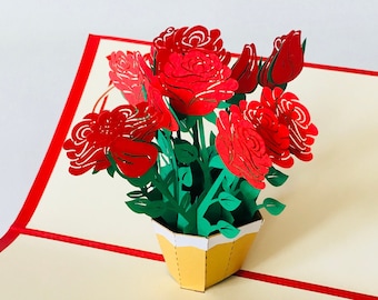 Pop-up Rosenstrauß, Geburtstag Klappkarte, Muttertag-Geschenk, Geburtstagskarte, 3D rose card, Einladungskarte, Valentinstag