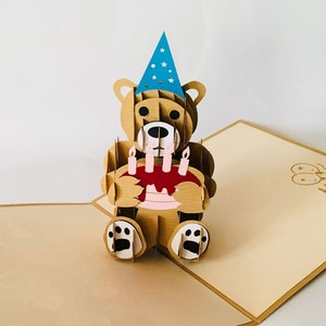 Teddybär, Klappkarte / 3D-Karte / Pop-Up