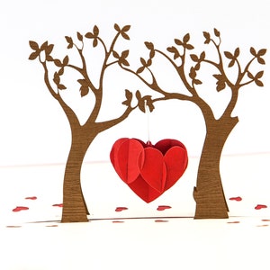 Arbre coeur, carte pop-up / 3D, Saint Valentin, carte mariage image 5