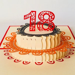 Gâteau d'anniversaire 18 ans, Gâteau d'anniversaire 18 ans, Joyeux 18 ans, Carte d'anniversaire 18 ans, Carte pop-up 18 ans