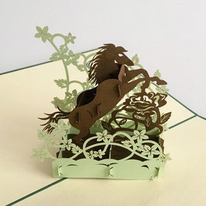 Cavallo, cavallo, cavallo che salta, cavallo che salta, biglietto 3D, biglietto pop-up, biglietto pieghevole