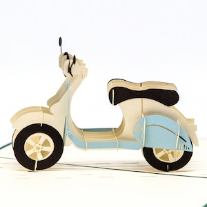 Monopattini di diversi colori, monopattino, cartoncino pieghevole, cartoncino 3D, pop-up, monopattino pop-up