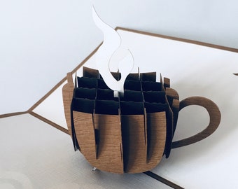 Pop-up Kaffeetasse, 3D-Karte, Grußkarte, Einladungskarte, Pop-up Einladungskarte zum Kaffee, Kaffeetasse-Gutschein, Espresso Cup, Cappucino