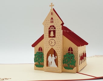 Pop up wedding card, pop up wedding cherry, pop up wedding invitation card, folding card for wedding anniversary, pop up wedding church