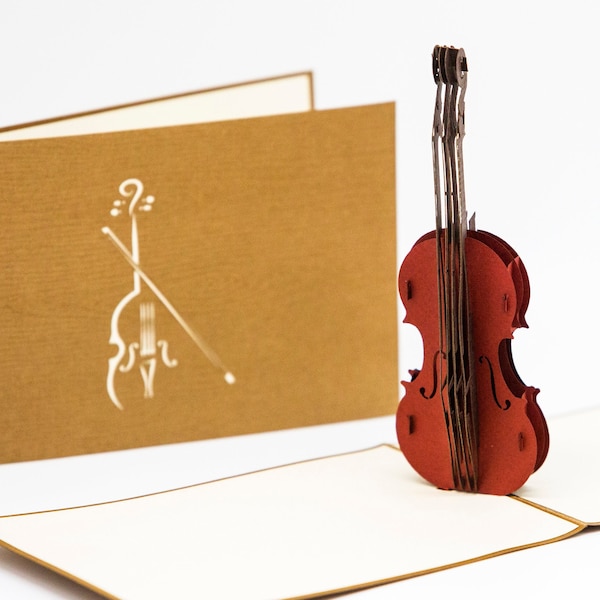 Cello, Musik, Musikinstrument, Klappkarte, 3D-Karte, Pop-Up Karte, greeting card, pop up card