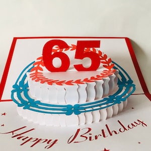 Gâteau d'anniversaire 65 ans, carte pliée / carte 3D