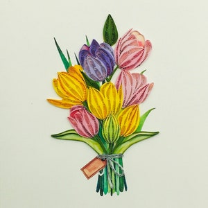 Tulips, tulips, tulip bouquet, quilling card, quilling card, birthday card, greeting card, greeting card