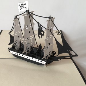 Piratenschiff, Piratenboot, pirate ship, pirate boat, Klappkarte, Pop-Up Karte, pop up card Bild 1