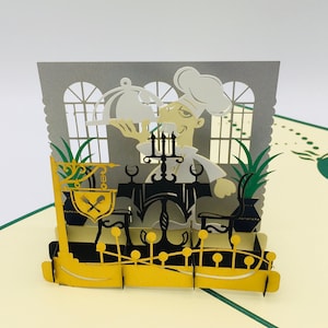 Pop-up Essengutschein, Restaurant Gutschein, Geburtstagskarte für Koch/Köchin, Einladungskarte zum Essen, Party, 3D Pop up Geburtstagskarte