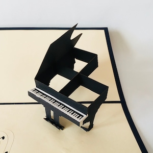 Pianoforte, pianoforte a coda, pianoforte, biglietto pieghevole/cartolina 3D/pop-up, biglietto d'auguri, biglietto d'auguri