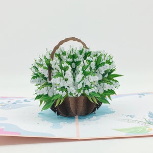 Lelietje-van-dalen, pop-upkaart, 3D-kaart, wenskaart, verjaardag, Moederdag, Valentijnsdag, lente, lentebloem