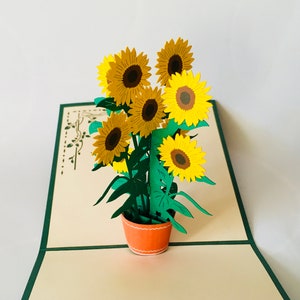 Sonnenblumen, Sunflower, Klappkarte, 3D-Karte, Pop-Up, Muttertagskarte, Muttertagsgeschenk, Pop-up Vatertag, Geburtstagskarte