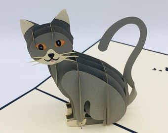 Katze, Cat, Pop up card, 3D-Karte, Pop-Up Karte, Klappkarte