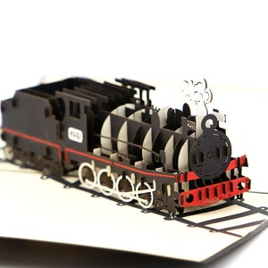 Locomotiva a vapore 2, biglietto pieghevole/cartolina 3D/pop-up