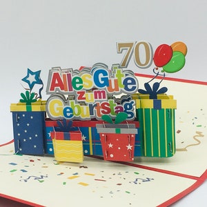 Alles Gute zum 70. Geburtstag, 70. Geburtstagskarte, pop up Karte, 3D- Karte