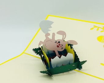 Lapin de Pâques, carte 3D, carte pop up, carte de voeux