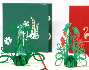 Fleurs, fleurs des prés, carte pliante / carte 3D / pop-up, fleurs printanières
