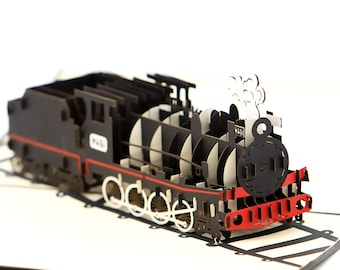 Dampflokomotive 2, Klappkarte / 3D-Karte / Pop-Up