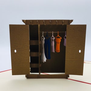 Kupon na zakupy pop-up, szafa, karta 3D/pop-up, karta składana do przeprowadzki, prezent na miniaturowe meble, ruchoma karta wyskakująca, kupon na zakupy