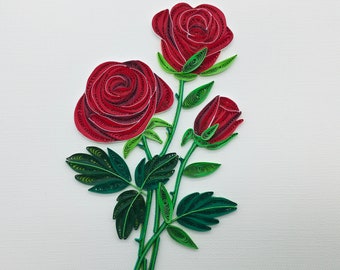 Rosen 2, Quilling-Karte, valentinstag, Muttertag, liebe