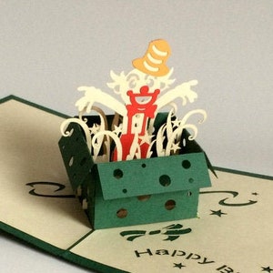 Geschenkpaket mit Clown, Pop-up Geburtstagskarte, Überraschung Geschenk, Alles Gute zum Geburtstag, lustige Geburtstagskarte, 3D Popup Karte Bild 1
