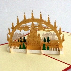 Arco di candela Dresda, biglietto pieghevole, biglietto 3D, pop-up