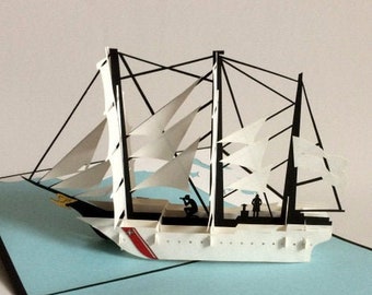 Segelschiff, Sailing ship, pop up card, Klappkarte, 3D-Karte, Pop-Up, Glückwuschkarte, Vatertag-Geschenk