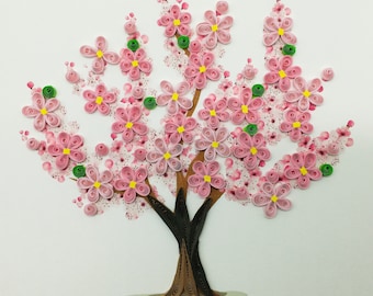 Kirschblüten, Quilling-Karte, Geburtstagskarte, Grußkarte