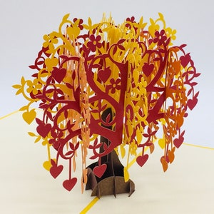 Albero del cuore, albero del cuore, biglietto 3D, biglietto pop-up, biglietto pieghevole, biglietto di auguri, San Valentino