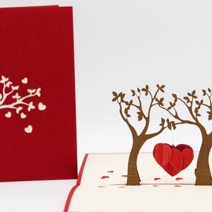 Arbre coeur, carte pop-up / 3D, Saint Valentin, carte mariage image 8