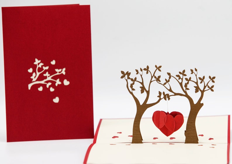 Arbre coeur, carte pop-up / 3D, Saint Valentin, carte mariage image 8