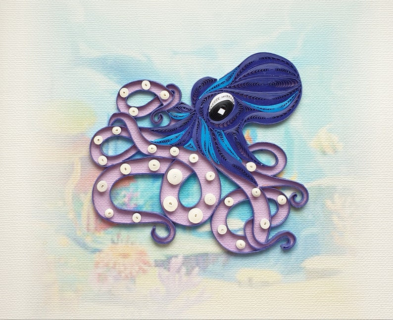 Octopus Quilling Card Quilling Octopus Handmade quilling Etsy