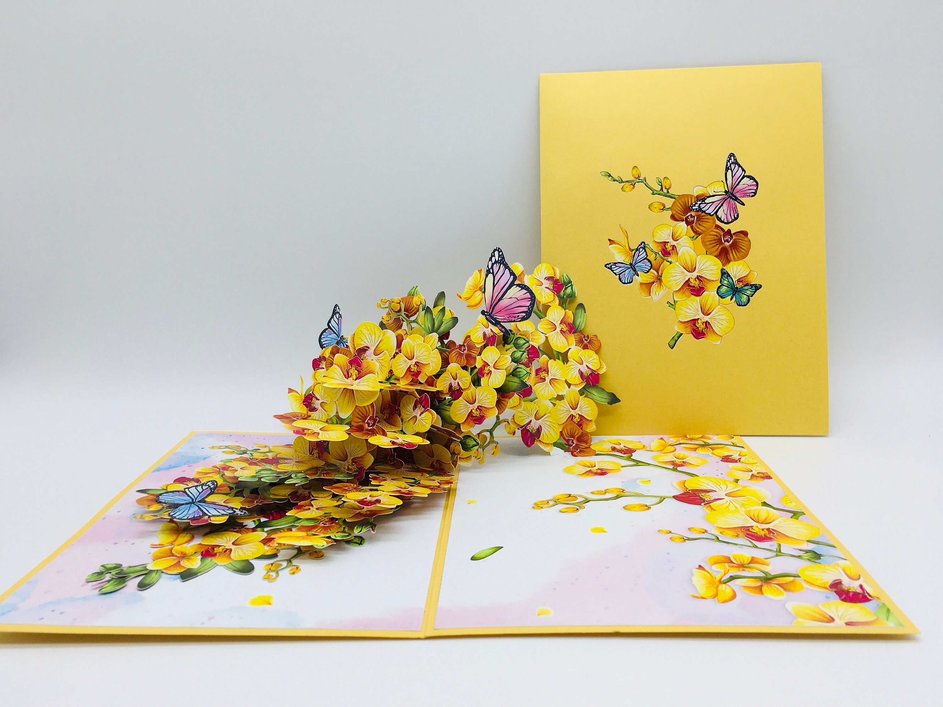 PQ Bees Biglietto Pop-up 3D A Forma Di Orchidea Viola - 15,2x20,3 Cm Con Busta Per Compleanno, Festa Della Mamma, Anniversario - 2