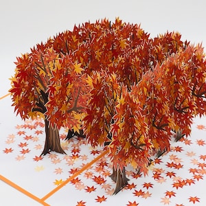 Érables colorés, Érables colorés, carte pop up, carte 3D, carte de voeux, carte anniversaire, cadeau fête des mères, cadeau anniversaire
