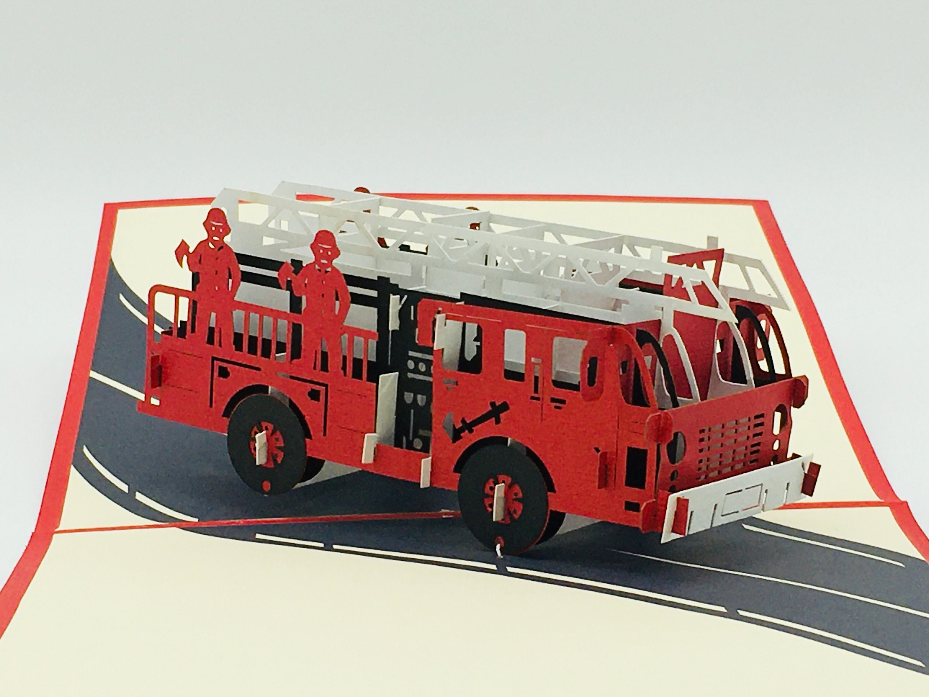 MOKIO® BIGLIETTO AUGURI Pop-Up Camion Dei Pompieri Biglietto regalo 3D
