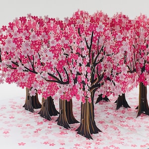Cerezos en flor, avenida de cerezos, tarjeta emergente, tarjeta 3D, tarjeta de felicitación, regalo del Día de la Madre