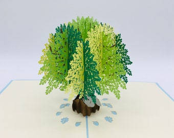 Oak tree, oak tree in spring, 3D card, gift for anniversary, birthday, Mother&#39;s Day, Father&#39;s Day greeting card, birthday card, pop up oak