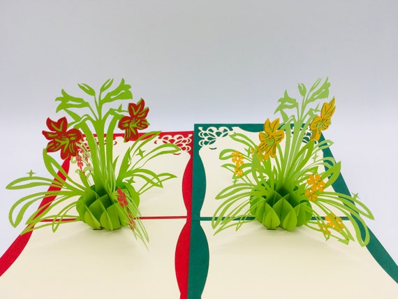 3D Klappkarte "Schwertlilien" Glückwunschkarte  Grußkarte PopUp Karte Blumen 