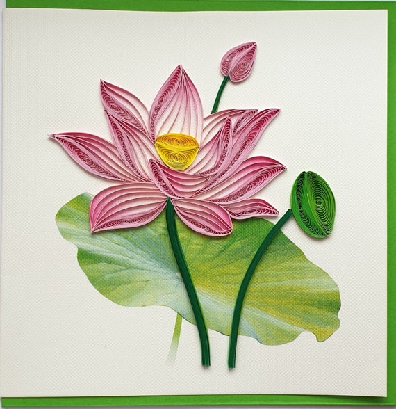 Lotus flower pink quilling card lotus pink Etsy