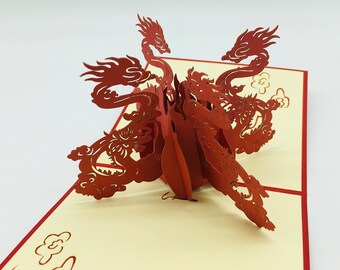 Dragon, folding map / pop-up / 3D card